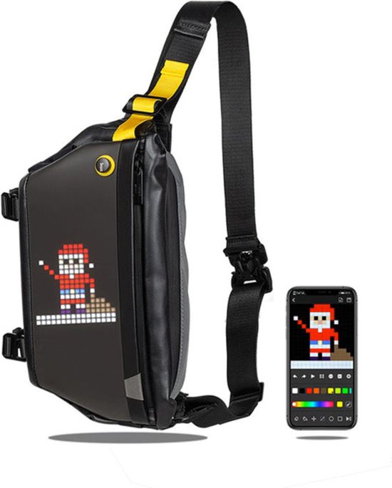 Divoom Pixoo - Schoudertas - Pixoo Slingbag - Aanpasbaar Beeldscherm - met App - Bluetooth 5.0 - Waterdicht - Zwart