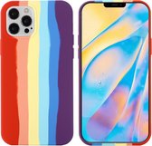 Peachy Rainbow Pride siliconen hoesje voor iPhone 15 Pro - pastel