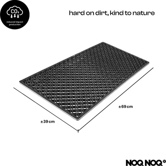 Tapis multifonctionnel - paillasson - tapis d'entrée | Dedans dehors | Antidérapant | 39x69 cm | Noir | Respectueux de l'environnement
