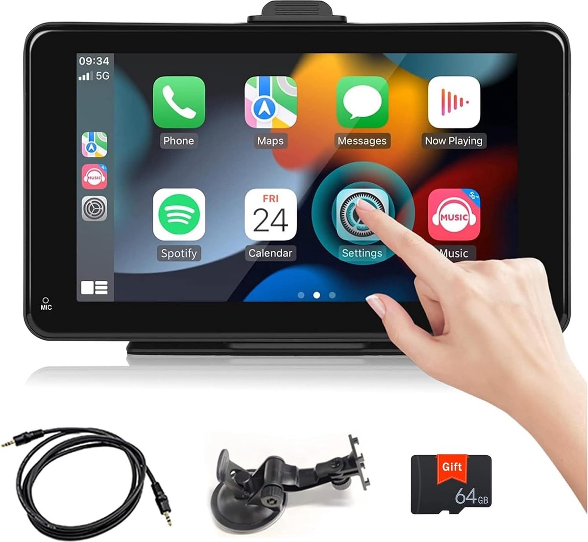 7 pouces écran tactile voiture portable sans fil Apple Carplay Tablet  Android Radio Multimédia Bluetooth Navigation Hd1080 Stéréo Linux