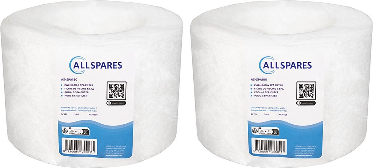 AllSpares Waterfilter (2x) voor Spa/Zwembad geschikt voor SC721 / PP2002 / 6540-502