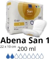 ABENA San 1, 30x Absorberende Inlegger, Pak, te Dragen in aansluitend Ondergoed- Voor Lichte tot Matige Urineverlies - Absorptie 200 ml, geel