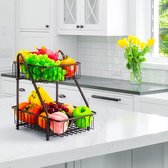 Fruitrek, 2-laags metalen fruitschaal, vrijstaand opbergrek voor keuken, slaapkamer, badkamer, kantoor