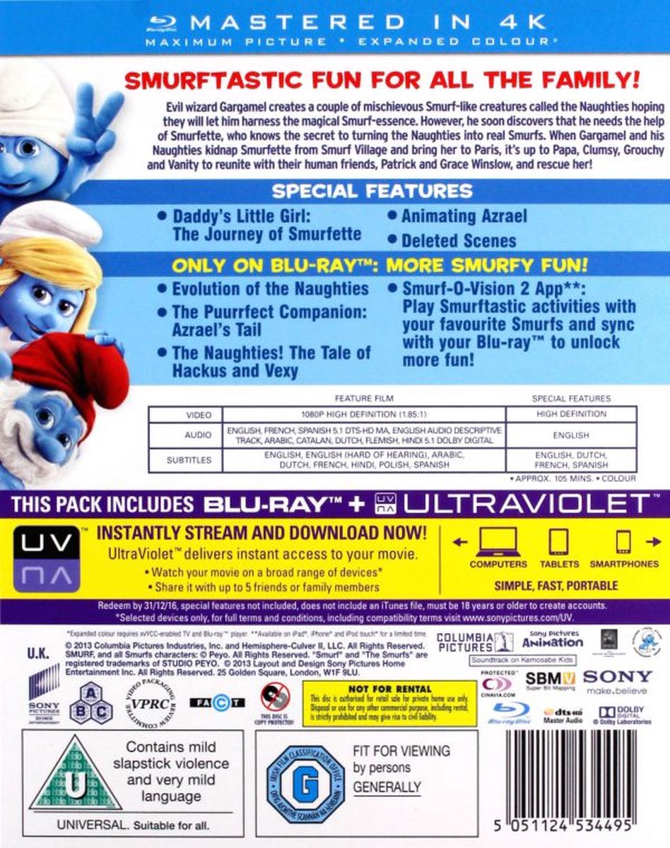 The Smurfs 2 (Ultraviolet) - Movie — cadeau in Games, Films & Muziek - foto 3