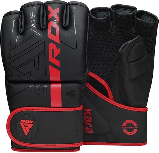 RDX Sports - F6 Kara - Gants de boxe - Gloves MMA - Entraînement - Gants d'arts martiaux - Boxe - Rouge - Mat - Taille S