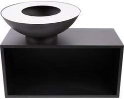 RedFire – Onyx – barbecue - BBQ - Zwart – Vuurschaal BBQ - Vuurkorf - Vuurschaal 80 cm – houtopslag – Grillschaal - Plancha ring – Terrasverwarming - Sfeerhaard