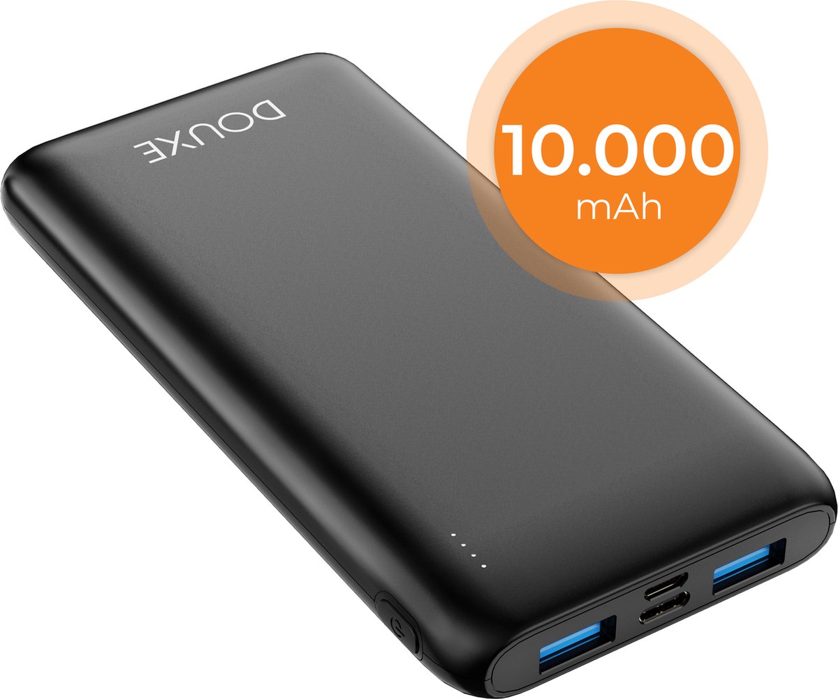Douxe Fast Charge Powerbank 10.000 m.A.h. - Powerbank 12W Dual 2.4A - Met kabel