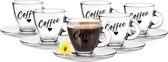 Glasmark Espresso/koffie glazen - met schotels - glas - 12x stuks - 85 ml