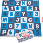 Tapis de puzzle XXL avec 36 pièces pour enfants, EVA antidérapant - tapis de jeu, pouvant être attachés les uns aux autres, y compris les bords 30 x 30 x 1 cm - tapis pour enfants, puzzle avec chiffres et lettres, sac inclus