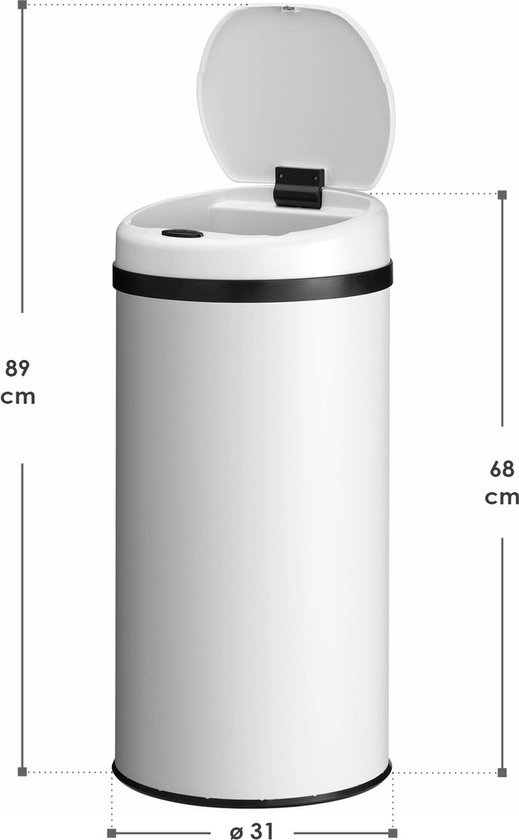 Afvalbak met Swing deksel, wit, 50 ltr
