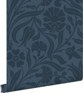ESTAhome behangpapier bloemen donkerblauw - 139296 - 53 cm x 10,05 m