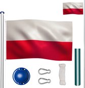 tectake - Vlaggenmast in hoogte verstelbaar - aluminium - incl. vlag Polen - max. 565cm. - 402854