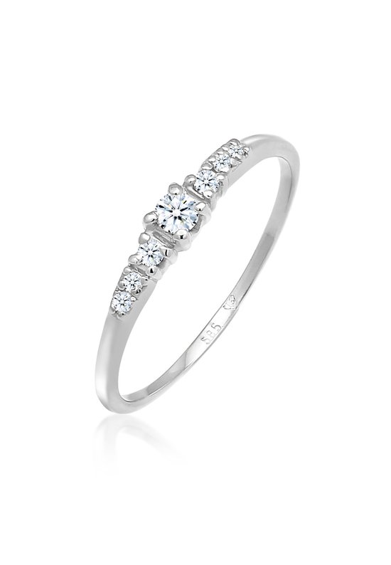 Elli PREMIUM Dames Ring Dames Verloving Elegant met Diamanten (0.11 ct.) in 585 Wit Goud