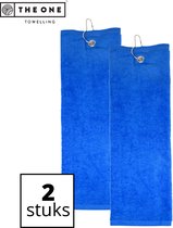 The One Towelling Golfhanddoeken - 40 x 50 - 2 Stuks - Sporthanddoek - Voordeelverpakking - Terry Velours - 100% Gekamd Katoen - Met metaal oog en karabijnhaak - Koningsblauw