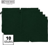 The One Towelling Washandjes - 16 x 21 cm - 10 Stuks - Washanden - Voordeelverpakking - 100% Katoen - Donkergroen