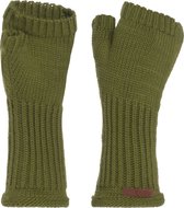 Knit Factory Cleo Gebreide Dames Vingerloze Handschoenen - Handschoenen voor in de herfst & winter - Groene handschoenen - Polswarmers - Mosgroen - One Size