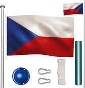 Vlaggenmast in hoogte verstelbaar - aluminium - incl. vlag Tsjechië - max. hoogte 565cm - 402858