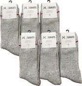 Sukats® The Norwegians - 6 Paar - Noorse Sokken - Maat 43-46 - Grijs - Heren - Voordeelverpakking - Warme sokken - Winter sokken - Wollen sokken - Noorse Kousen