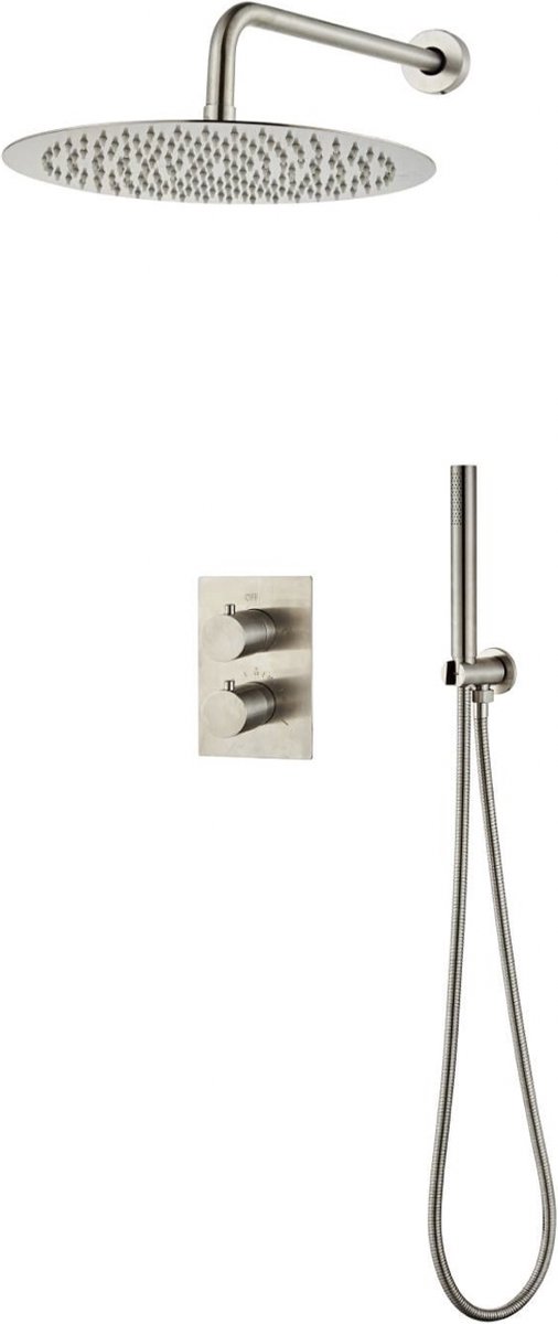 WEBO Atlanta regendoucheset - Inbouw - RVS geborsteld - Doucheset - 25cm - Stortdouche - Complete doucheset - Handdouche