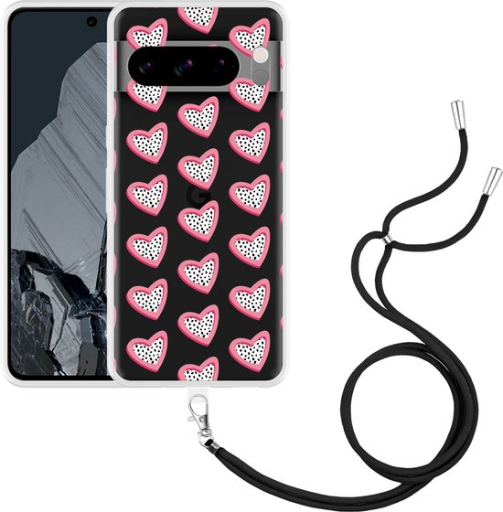 ESONG Telefoonhoesje Met Koord Voor Google Pixel 9/9 Pro - Schattig Hartpatroon, TPU Silicone