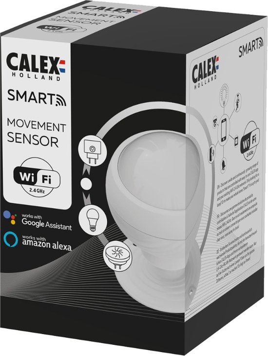 Calex Slimme Bewegingsmelder - Wifi bewegingssensor met App Bediening -  Smart Home Systeem- Wit - Calex