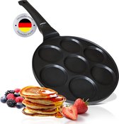 Pancake pan spiegeleipan - Ø 26 cm met [PowerShield] coating | inductie keramisch gas elektrisch | 7 x mini vorm maker eierpan voor pannenkoeken spiegelei liwances poffertjes