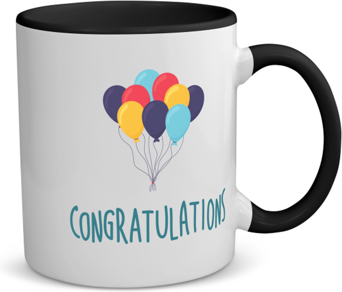 Akyol - congratulations koffiemok - theemok - zwart - Felicitatie - iemand die iets heeft behaald of jarig is - verjaardagscadeau - cadeau - kado - geschenk - verjaardag - gefeliciteerd - 350 ML inhoud