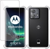 Hoesje geschikt voor Motorola Edge 40 Neo + Screenprotector – Tempered Glass - Extreme Shock Case Transparant