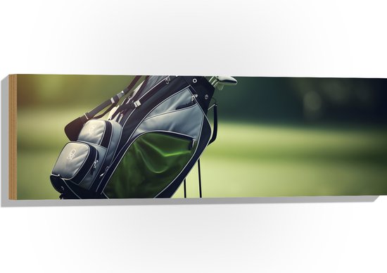 Hout - Golf - Tas - Clubs - Gras - Sport - 90x30 cm - 9 mm dik - Foto op Hout (Met Ophangsysteem)