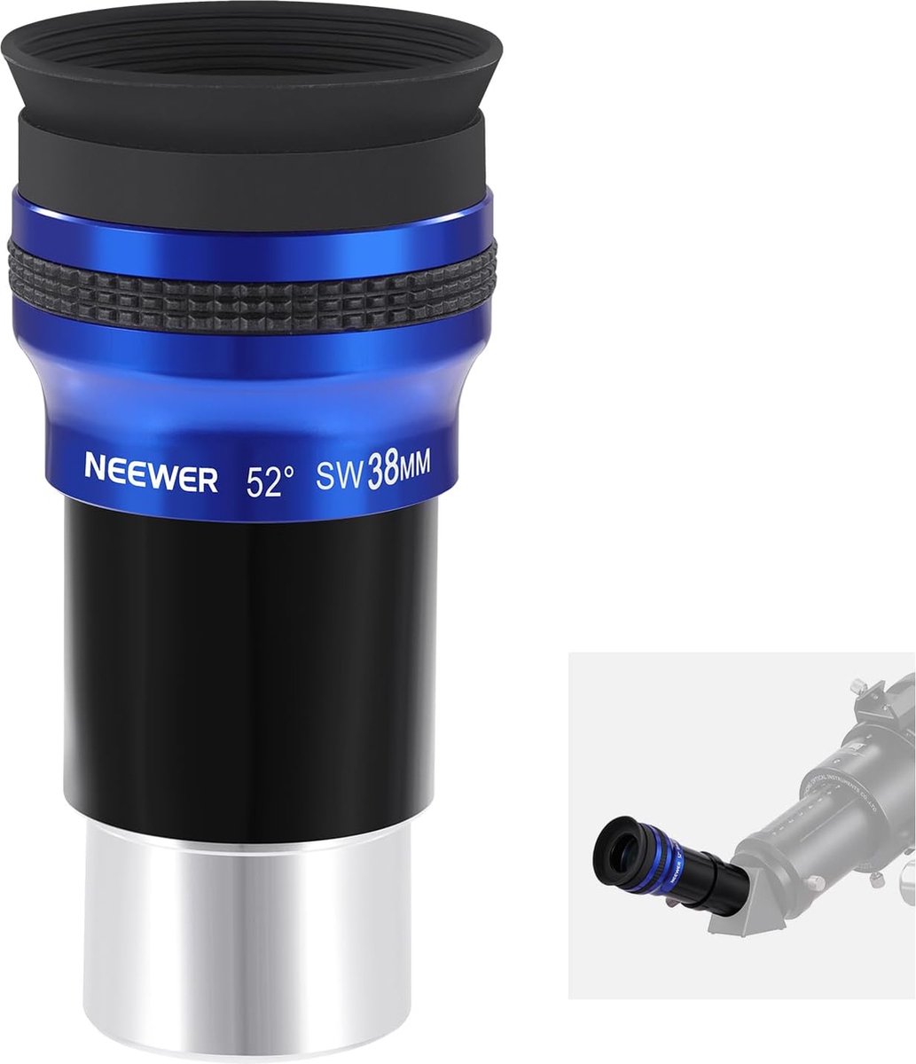 Neewer® - LS-T12 Telescopisch Oculair, 1.25 Inch Breedhoek, 52-Graden Gezichtsveldlens met 38mm Brandpuntsafstand, Multi-gecoat 4-Element HD Optisch Glas, Standaard 1.25 Inch Interface