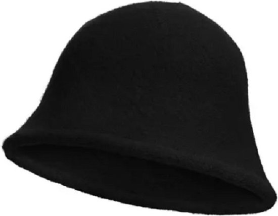 Bucket Hat Soft Basic Zwart - Nieuwe Stijl Vissershoedje Hoed Hoedje Zacht Warm Winter Black