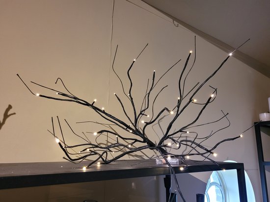 Zwarte, takvormige ledlamp met vele lichten.