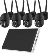 Zexi Beveiligingscamera met scherm | 4 Camera’s | Wifi Camera Set | Dome IP Camera’s | Bewegingsdetectie gekleurd nachtzicht | Audio | AI Bestuurbaar | Zwart Kleur