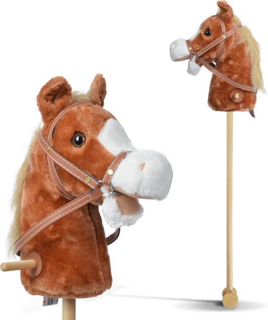 Relaxdays Stokpaard Unicorn, Met Geluid, 74 Cm, Voor Kinderen, Eenhoorn, Van Hout & Pluche, Speelgoed Paard, Roze