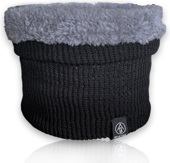 Winter Nekwarmer - Colsjaal - Kinderen - Imitatiebont - Warme Voering - 3 - 8 jaar - Zwart