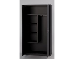 Lockerkast Draaideurkast Schoonmaakkasten Werkkast 180 x 80 x 42 ZWART Metalen kast kantoorkast, garage kast Met slot Opbergkasten 2 deuren staal