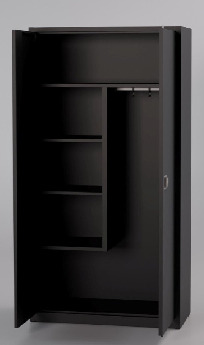 Lockerkast Draaideurkast Schoonmaakkasten Werkkast 180 x 80 x 42 ZWART Metalen kast kantoorkast, garage kast Met slot Opbergkasten 2 deuren staal