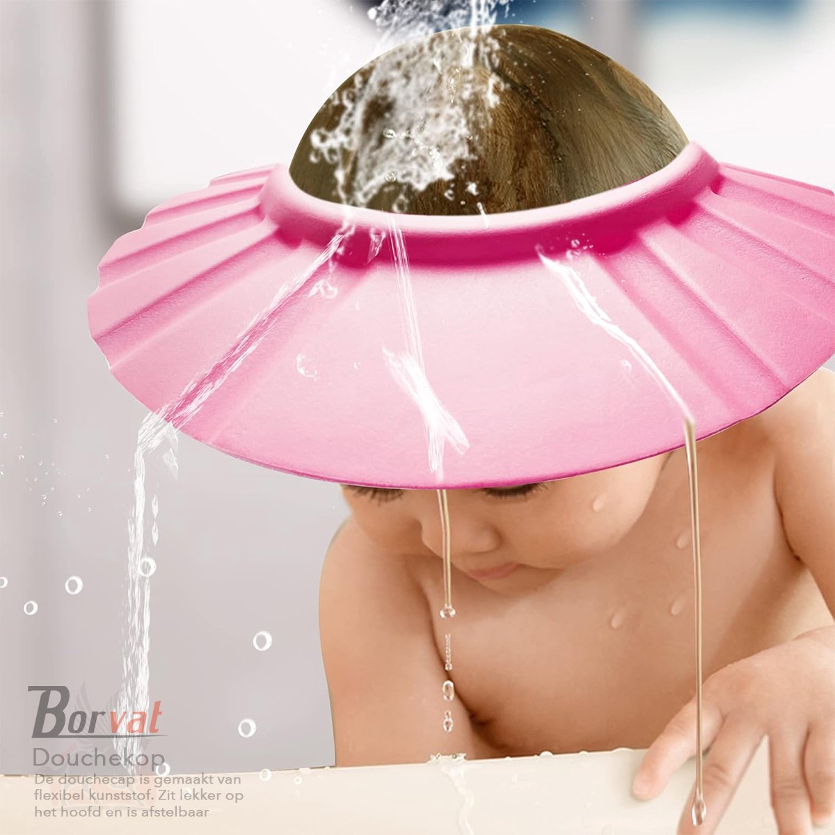 Goedkoopste Borvat® - Douchekop voor baby - Douche Shower Cap - Baby - Kinderen - Douche kap - Baby / Kind Haarwas Hulp Kap - Roze