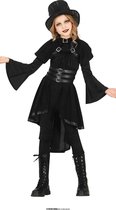 Guirca - Gotisch Kostuum - Gotische Gastvrouw Van Kasteel Dracupier - Meisje - Zwart - 5 - 6 jaar - Halloween - Verkleedkleding