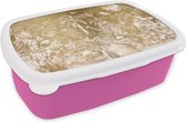 Broodtrommel Roze - Lunchbox - Brooddoos - Jungle - Goud - Kinderen - Planten - Dieren - 18x12x6 cm - Kinderen - Meisje