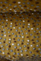Mantelstof gekookte wol okergeel met gekleurde bolletjes 1 meter - modestoffen voor naaien - stoffen