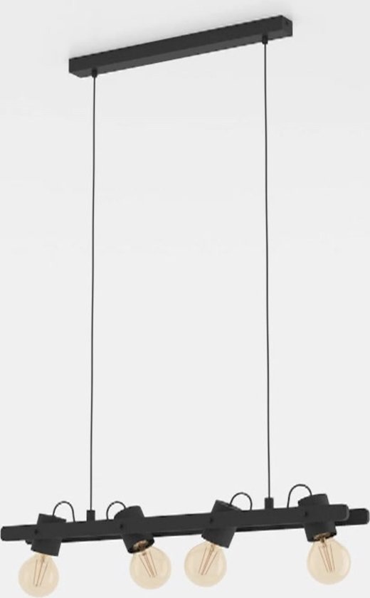 Suspension EGLO Plimsoll - E27 - 77 cm - Zwart - Acier/Bois