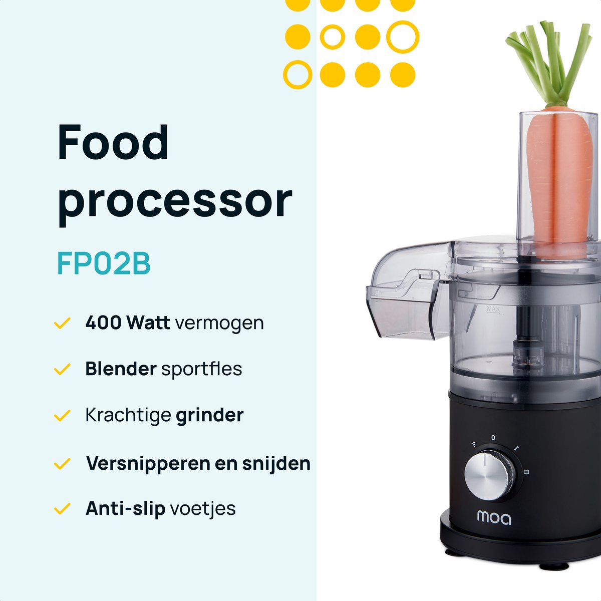 MOA Foodprocessor - 5-in-1 - Compacte 0,5L Keukenmachine - Zwart thumbnail 2