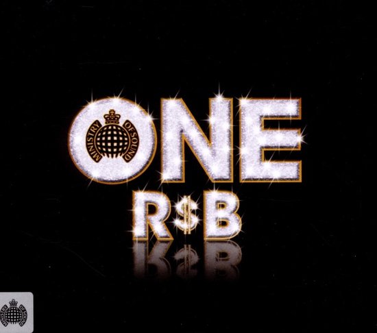 Zilveren, glinsterende letters op een zwarte achtergrond met de tekst 'ONE R&B' en het Ministry of Sound logo.