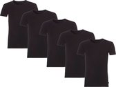 5 T- Shirts en Bamboo - Col Rond - Super doux - Antibacterieel - Confort de port Perfect - 95% Bamboo - Zwart - L