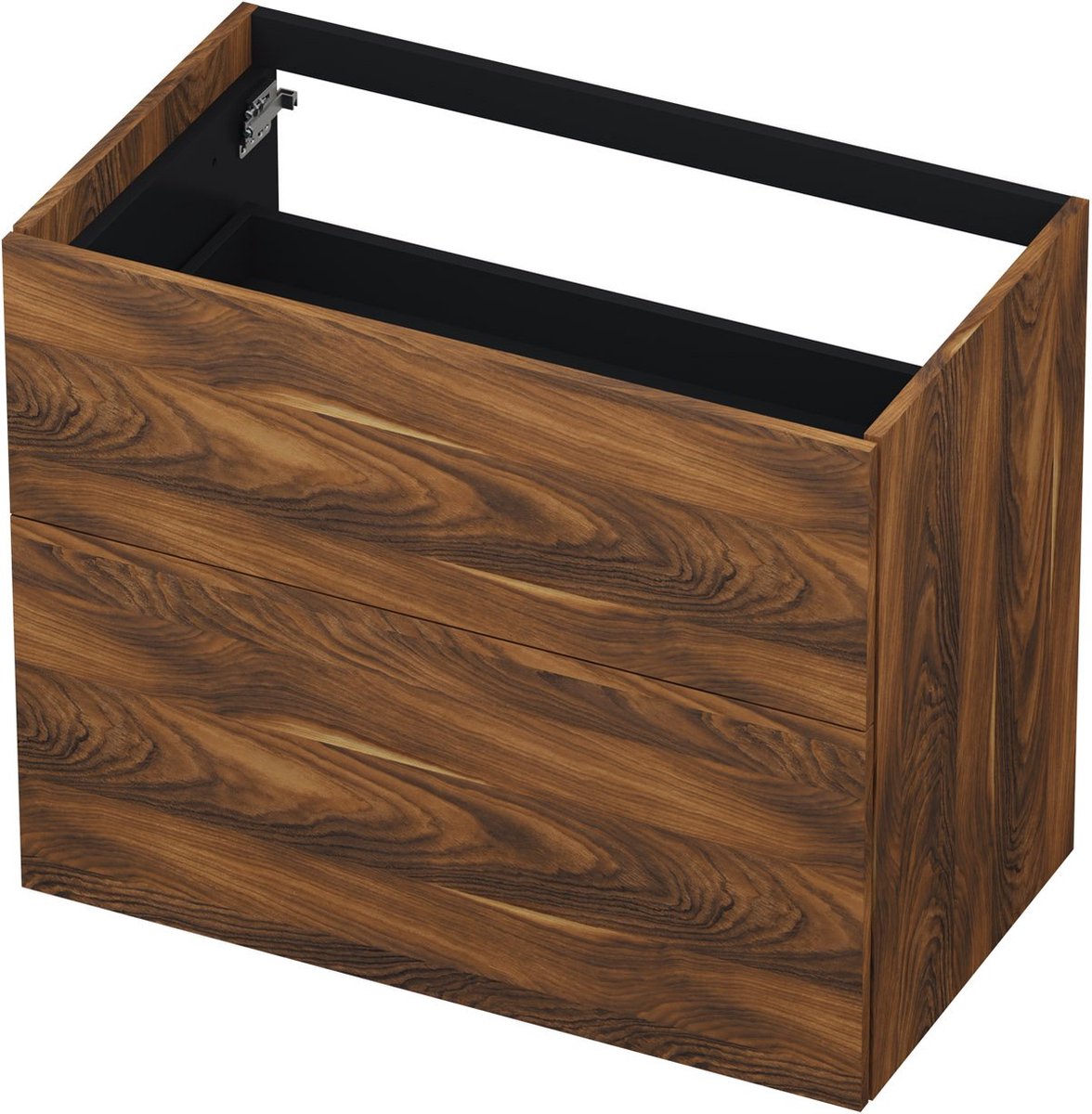 INK® wastafelonderkast 2 laden greeploos push to open hout decor 80x45x65cm, noten
