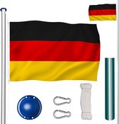 tectake - Aluminium vlaggenmast in hoogte verstelbaar - incl Duitse vlag - max 620 cm - 402125