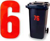 Reflecterend huisnummer kliko sticker - nummer 6 - rood - container sticker - afvalbak nummer - vuilnisbak - brievenbus - CoverArt