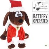 Kerst hond - Pluche - 26x30cm - Met geluid