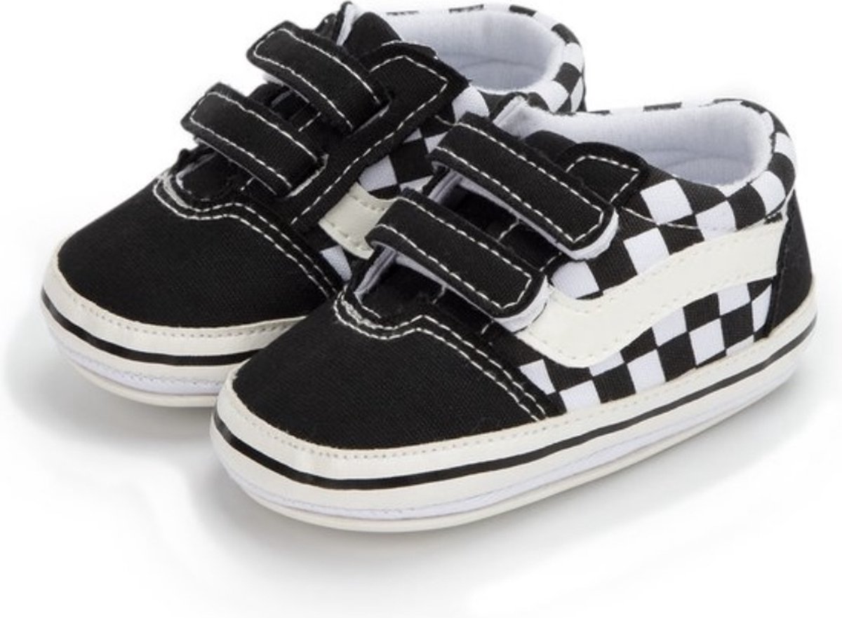Babysneakers - Baby schoentjes - klittenband - Schoenmaat 20-21 - 12-18 maanden - (13cm) - zwart/wit